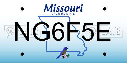 NG6F5E Missouri License Plate