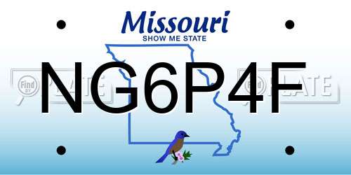 NG6P4F Missouri License Plate