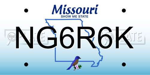 NG6R6K Missouri License Plate