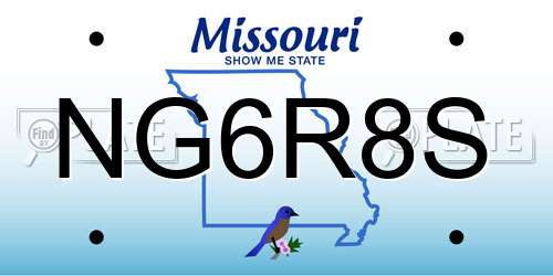 NG6R8S Missouri License Plate