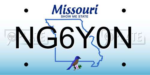 NG6Y0N Missouri License Plate