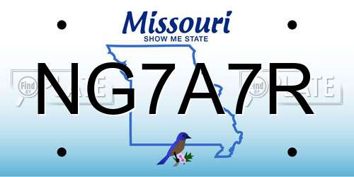 NG7A7R Missouri License Plate