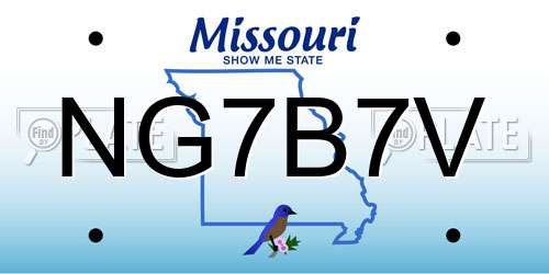 NG7B7V Missouri License Plate