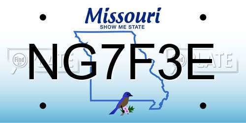 NG7F3E Missouri License Plate