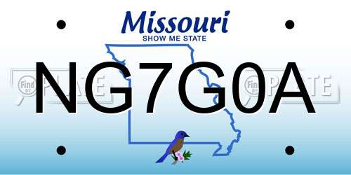 NG7G0A Missouri License Plate