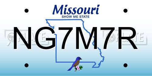 NG7M7R Missouri License Plate