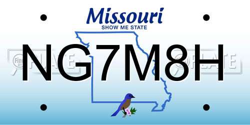 NG7M8H Missouri License Plate
