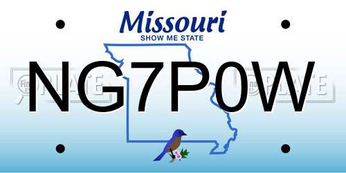 NG7P0W Missouri License Plate