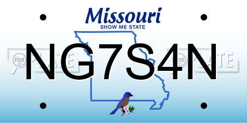NG7S4N Missouri License Plate