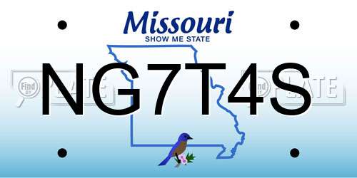 NG7T4S Missouri License Plate