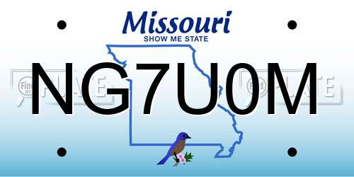 NG7U0M Missouri License Plate