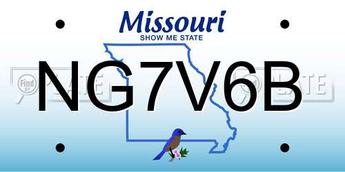 NG7V6B Missouri License Plate
