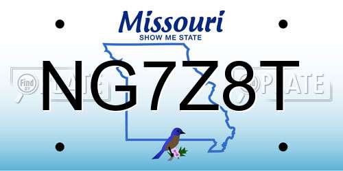 NG7Z8T Missouri License Plate
