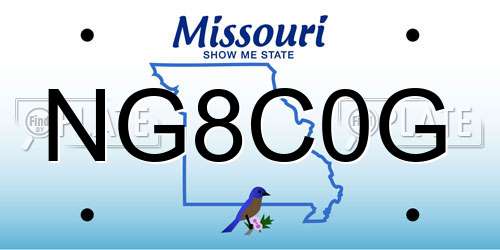 NG8C0G Missouri License Plate