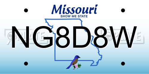 NG8D8W Missouri License Plate