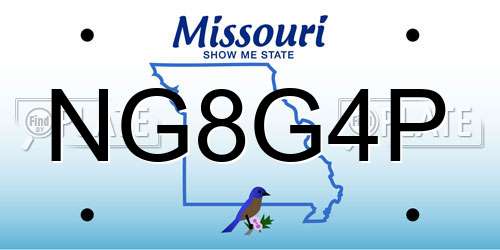 NG8G4P Missouri License Plate