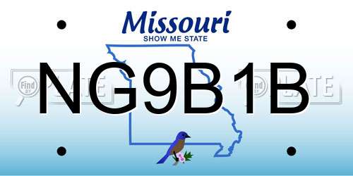 NG9B1B Missouri License Plate