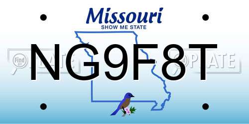 NG9F8T Missouri License Plate