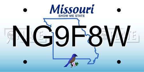 NG9F8W Missouri License Plate