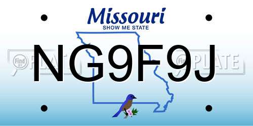 NG9F9J Missouri License Plate