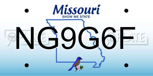 NG9G6F Missouri License Plate
