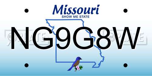 NG9G8W Missouri License Plate