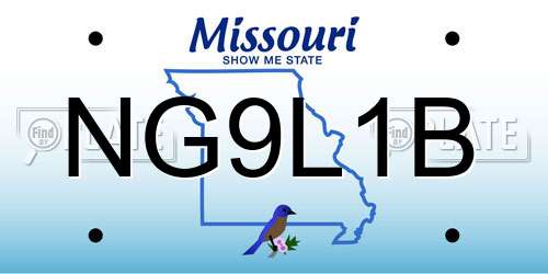 NG9L1B Missouri License Plate
