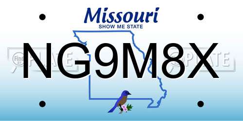 NG9M8X Missouri License Plate