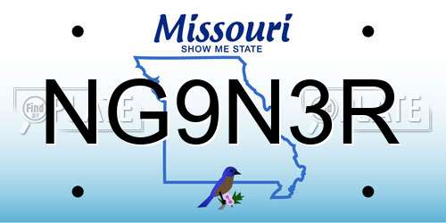 NG9N3R Missouri License Plate