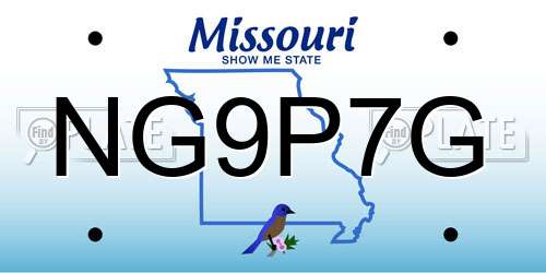 NG9P7G Missouri License Plate