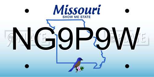 NG9P9W Missouri License Plate