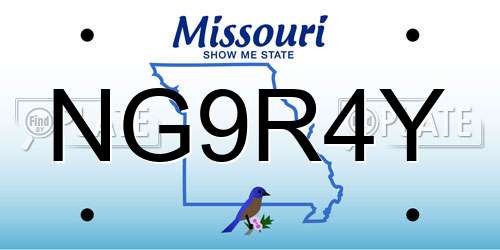 NG9R4Y Missouri License Plate