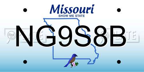 NG9S8B Missouri License Plate