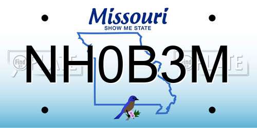 NH0B3M Missouri License Plate