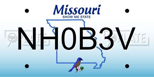 NH0B3V Missouri License Plate