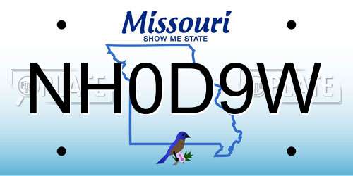 NH0D9W Missouri License Plate
