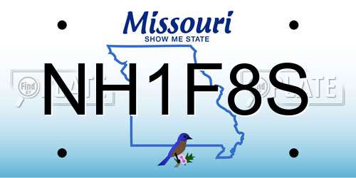 NH1F8S Missouri License Plate