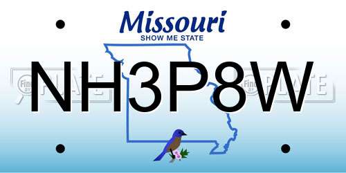 NH3P8W Missouri License Plate