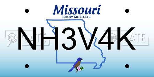 NH3V4K Missouri License Plate