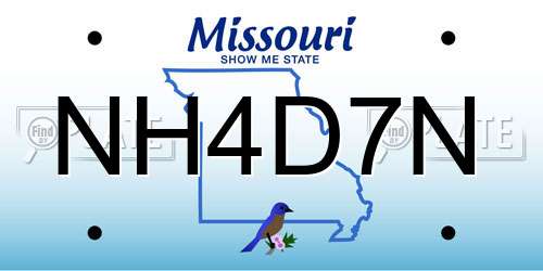 NH4D7N Missouri License Plate