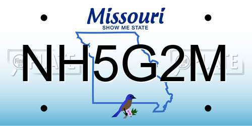 NH5G2M Missouri License Plate