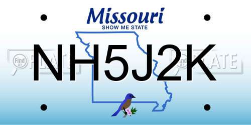 NH5J2K Missouri License Plate