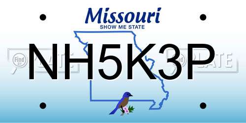 NH5K3P Missouri License Plate