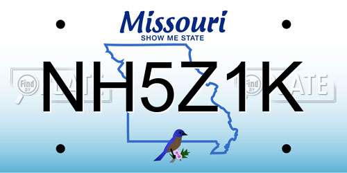 NH5Z1K Missouri License Plate