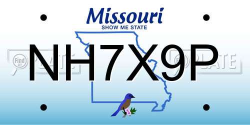 NH7X9P Missouri License Plate
