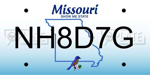 NH8D7G Missouri License Plate