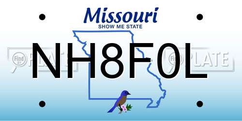 NH8F0L Missouri License Plate
