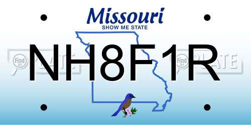 NH8F1R Missouri License Plate