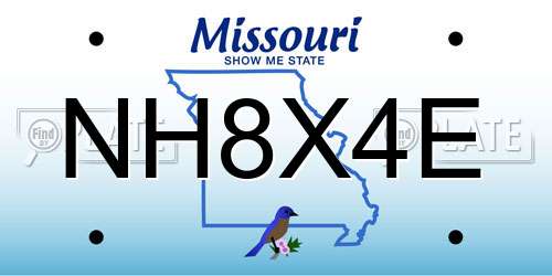 NH8X4E Missouri License Plate