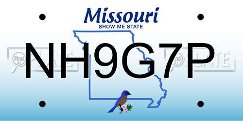 NH9G7P Missouri License Plate